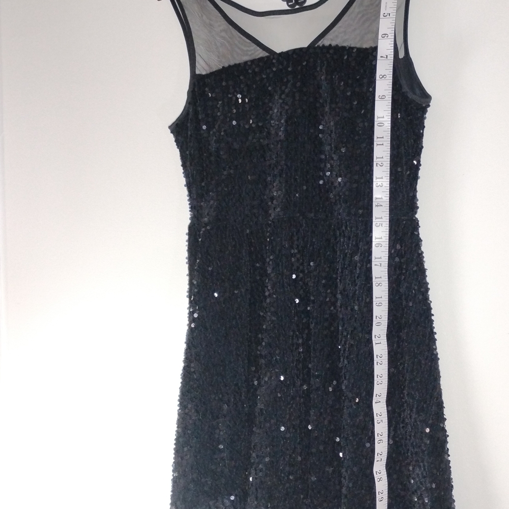 SHEIN Black Sequin Mini Dress with Mesh Yoke
